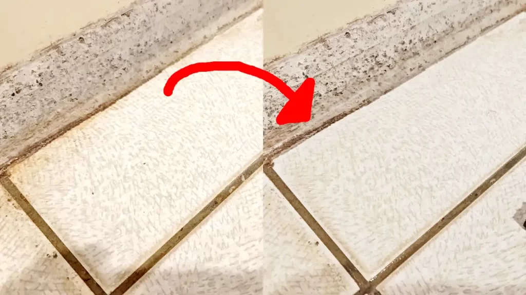 ダイソーの曲がるバスクリーナーでタイル床を掃除した前後比較